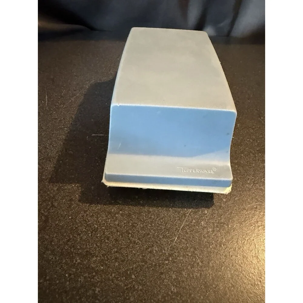 Vintage Tupperware Butter Dish Covered Container Blue & White Cottagecore Twee
